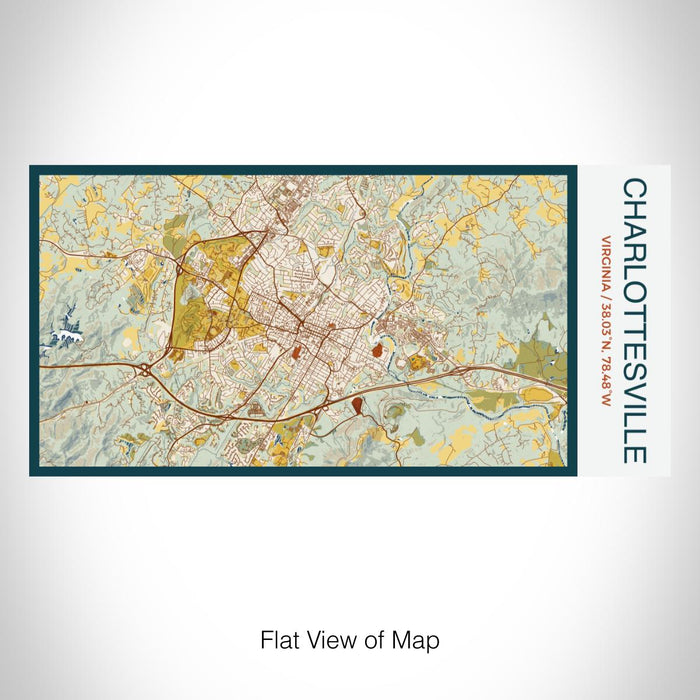 Rendered View of Charlottesville Virginia Map on 17oz Stainless Steel Insulated Bottle with printed woodblock style map