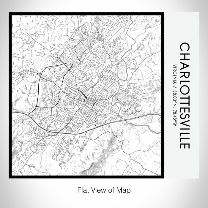 Rendered View of Charlottesville Virginia Map on 17oz Stainless Steel Insulated Tumbler in Classic Map Style