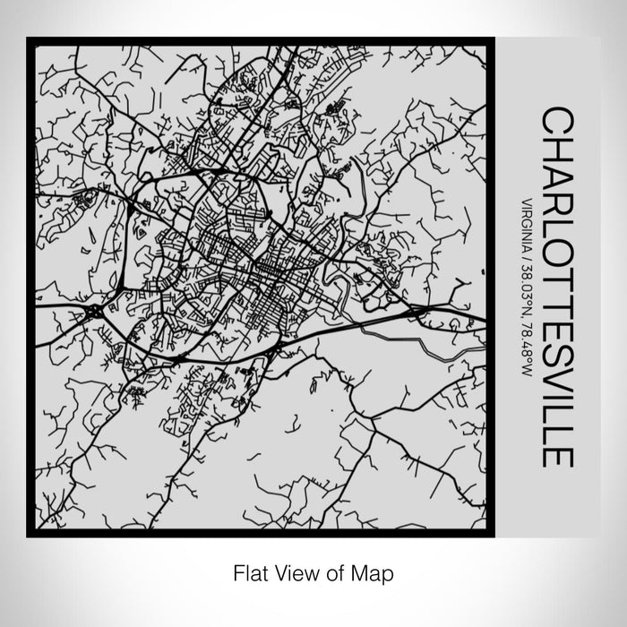 Rendered View of Charlottesville Virginia Map on 17oz Stainless Steel Insulated Tumbler in Tactile Lines with Succulent in Background