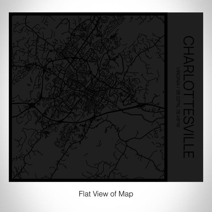 Rendered View of Charlottesville Virginia Map on 17oz Stainless Steel Insulated Tumbler in Matte Black with Tactile Lines