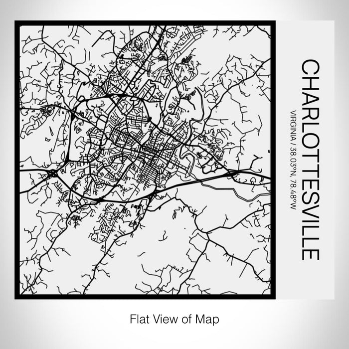 Rendered View of Charlottesville Virginia Map on 17oz Stainless Steel Insulated Tumbler in Matte White with Tactile Lines