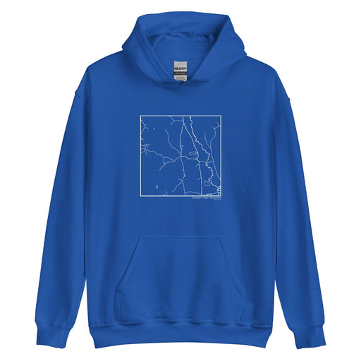 Chatham New Hampshire  Map Unisex Hoodie Sweater with City inscription in Royal Blue