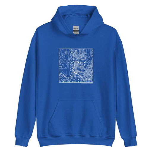 Chattanooga Tennessee  Map Unisex Hoodie Sweater with City inscription in Royal Blue