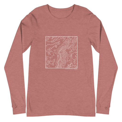Cheaha Mountain Alabama Topographic  Map Unisex Long-Sleeve T-shirt with City inscription in Heather Mauve