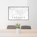 24x36 Chehalis Washington Map Print Lanscape Orientation in Classic Style Behind 2 Chairs Table and Potted Plant