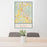 24x36 Chehalis Washington Map Print Portrait Orientation in Woodblock Style Behind 2 Chairs Table and Potted Plant