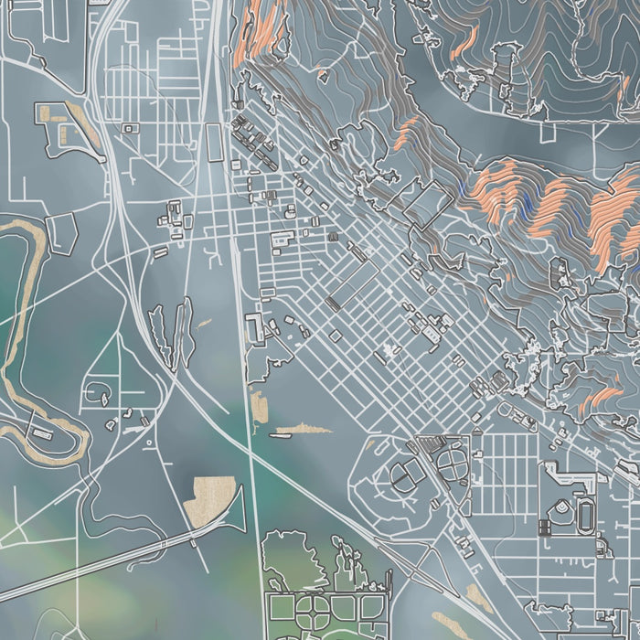 Chehalis Washington Map Print in Afternoon Style Zoomed In Close Up Showing Details
