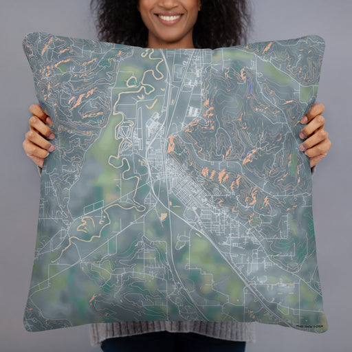 Person holding 22x22 Custom Chehalis Washington Map Throw Pillow in Afternoon