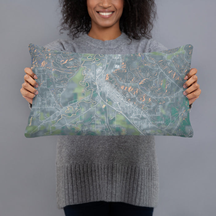 Person holding 20x12 Custom Chehalis Washington Map Throw Pillow in Afternoon