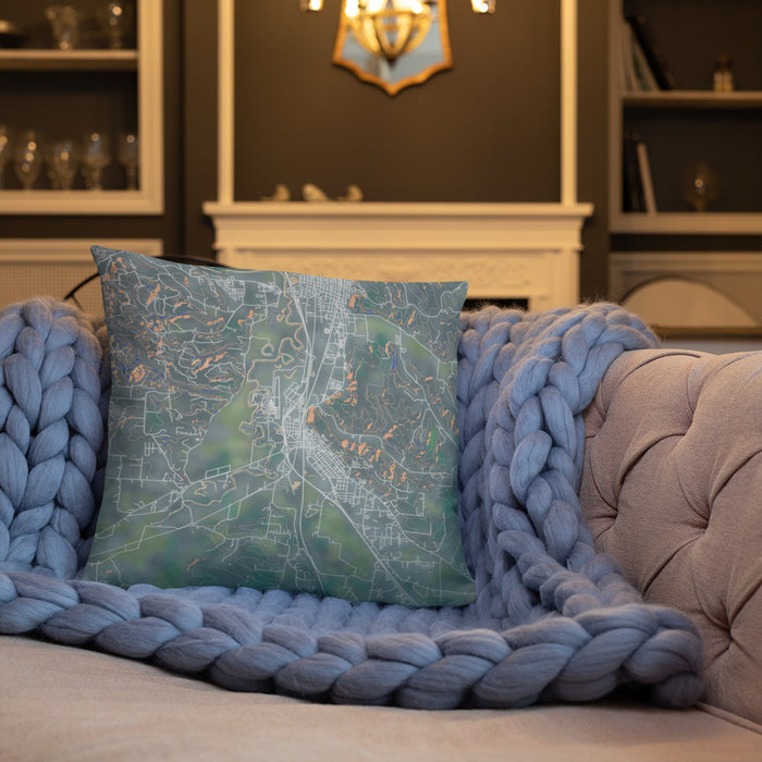 Custom Chehalis Washington Map Throw Pillow in Afternoon on Cream Colored Couch