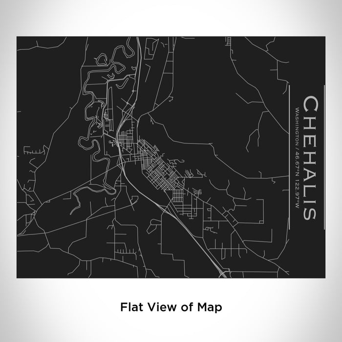 Rendered View of Chehalis Washington Map Engraving on 20oz Stainless Steel Insulated Bottle with Bamboo Top in Black