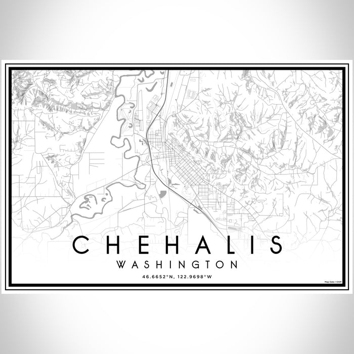 Chehalis Washington Map Print Landscape Orientation in Classic Style With Shaded Background