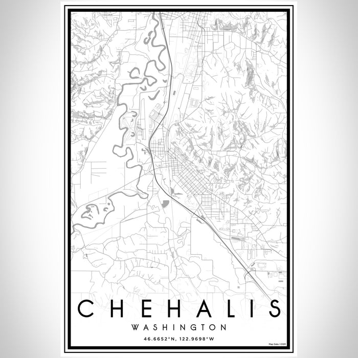 Chehalis Washington Map Print Portrait Orientation in Classic Style With Shaded Background