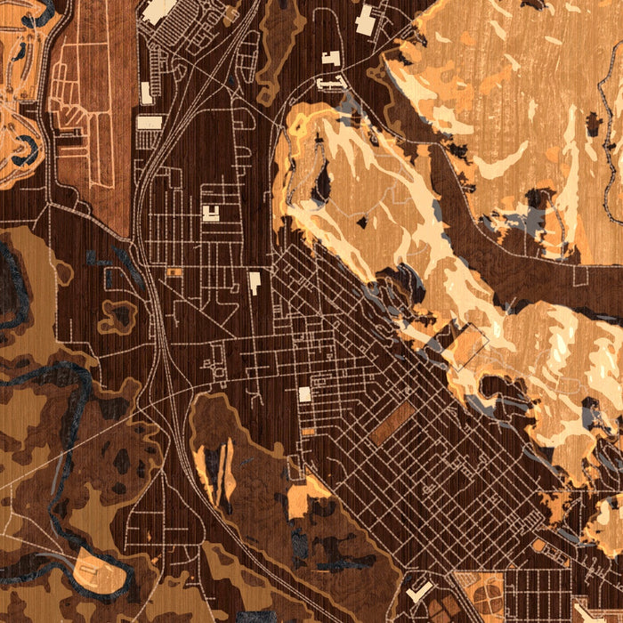 Chehalis Washington Map Print in Ember Style Zoomed In Close Up Showing Details