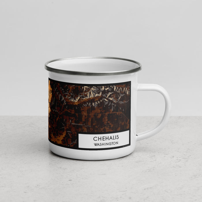 Right View Custom Chehalis Washington Map Enamel Mug in Ember