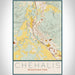 Chehalis Washington Map Print Portrait Orientation in Woodblock Style With Shaded Background