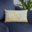Custom Chehalis Washington Map Throw Pillow in Woodblock on Blue Colored Chair