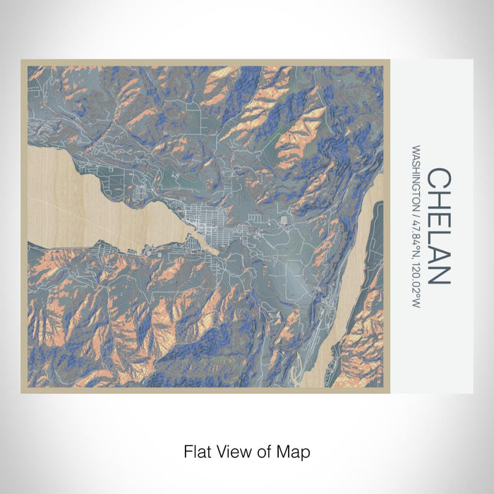 Rendered View of Chelan Washington Map on 20oz Stainless Steel Insulated Bottle with Bamboo Top with printed afternoon style map