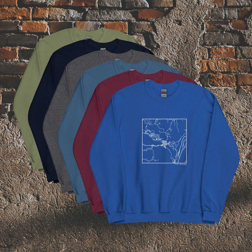 Chelan Washington  Map Unisex Crewneck Sweaters in Multiple Colors