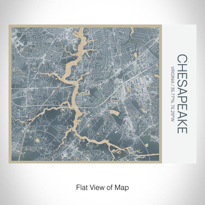 Rendered View of Chesapeake Virginia Map on 20oz Stainless Steel Insulated Bottle with Bamboo Top with printed afternoon style map