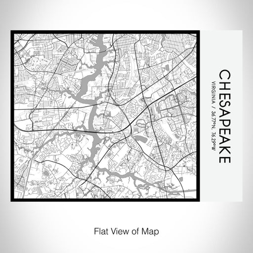 Rendered View of Chesapeake Virginia Map on 20oz Stainless Steel Insulated Bottle with Bamboo Top with printed classic style map