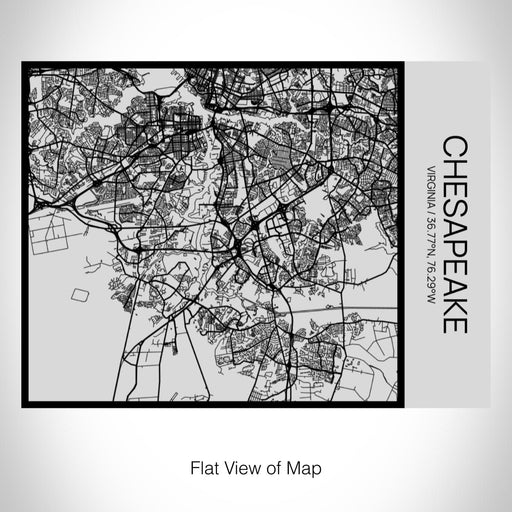 Rendered View of Chesapeake Virginia Map on 20oz Stainless Steel Insulated Bottle with Bamboo Top with printed Tactile Lines Map in Black