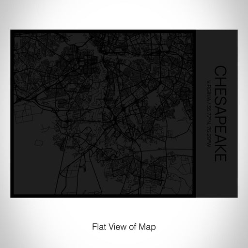 Rendered View of Chesapeake Virginia Map on 20oz Stainless Steel Insulated Bottle with Bamboo Top in Matte Black with printed Tactile Lines Map in Black