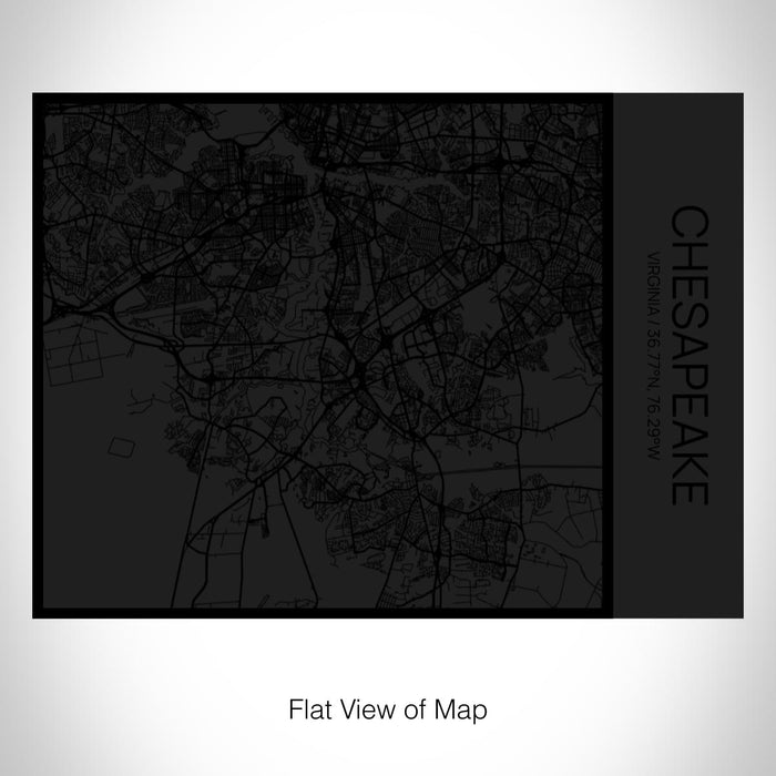 Rendered View of Chesapeake Virginia Map on 20oz Stainless Steel Insulated Bottle with Bamboo Top in Matte Black with printed Tactile Lines Map in Black