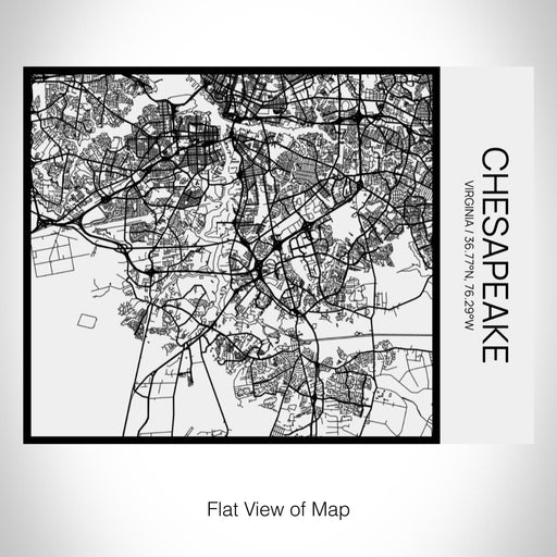 Rendered View of Chesapeake Virginia Map on 20oz Stainless Steel Insulated Bottle with Bamboo Top in Matte White with printed Tactile Lines Map in Black