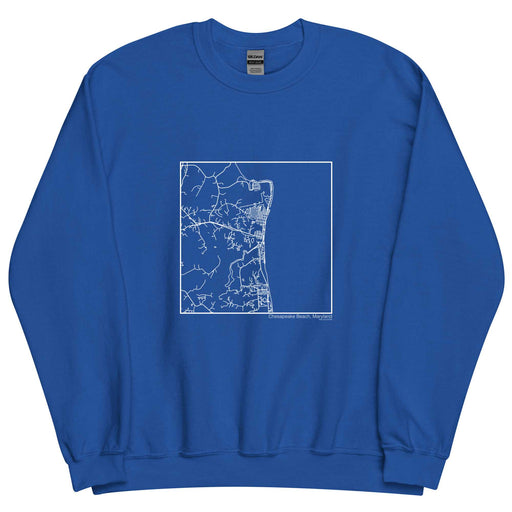 Chesapeake Beach Maryland  Map Unisex Crewneck Sweater with City inscription in Royal Blue