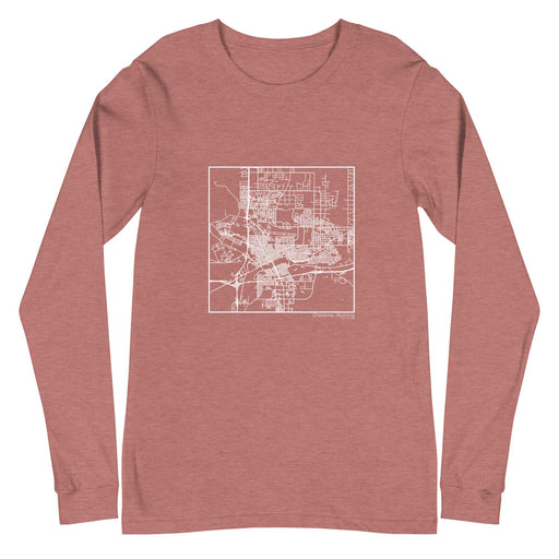 Cheyenne Wyoming  Map Unisex Long-Sleeve T-shirt with City inscription in Heather Mauve