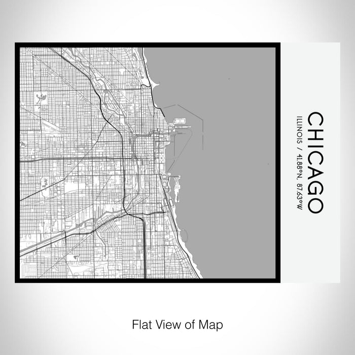 Rendered View of Chicago Illinois Map on 20oz Stainless Steel Insulated Bottle with Bamboo Top with printed classic style map