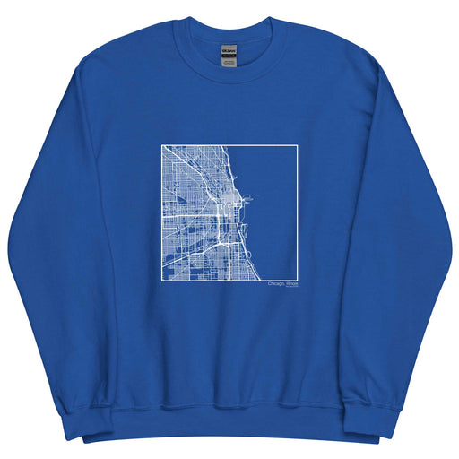 Chicago Illinois  Map Unisex Crewneck Sweater with City inscription in Royal Blue