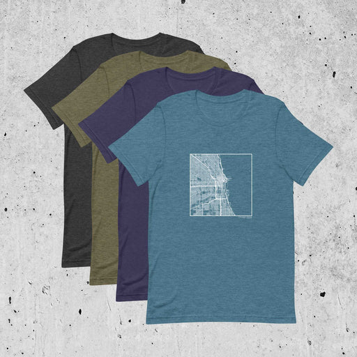 Chicago Illinois  Map Unisex T-Shirts in Multiple Colors