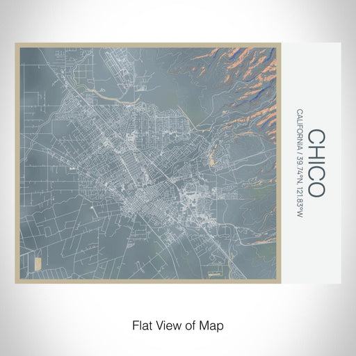Rendered View of Chico California Map on 20oz Stainless Steel Insulated Bottle with Bamboo Top with printed afternoon style map