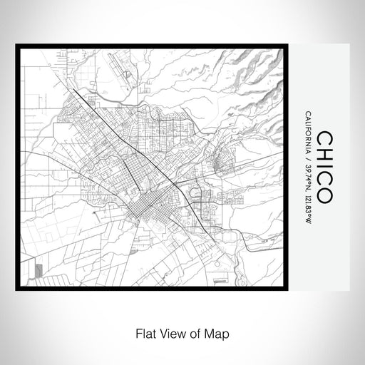 Rendered View of Chico California Map on 20oz Stainless Steel Insulated Bottle with Bamboo Top with printed classic style map