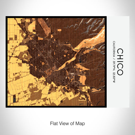 Rendered View of Chico California Map on 20oz Stainless Steel Insulated Bottle with Bamboo Top with printed ember style map