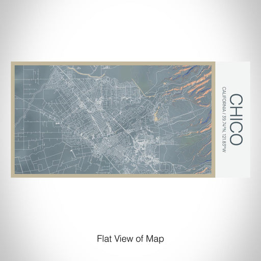 Rendered View of Chico California Map on 17oz Stainless Steel Insulated Bottle with printed afternoon style map