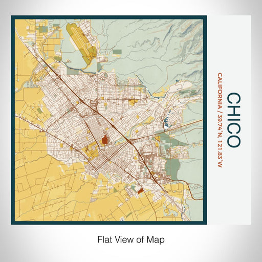 Rendered View of Chico California Map on 17oz Stainless Steel Insulated Tumbler in Woodblock Map Style