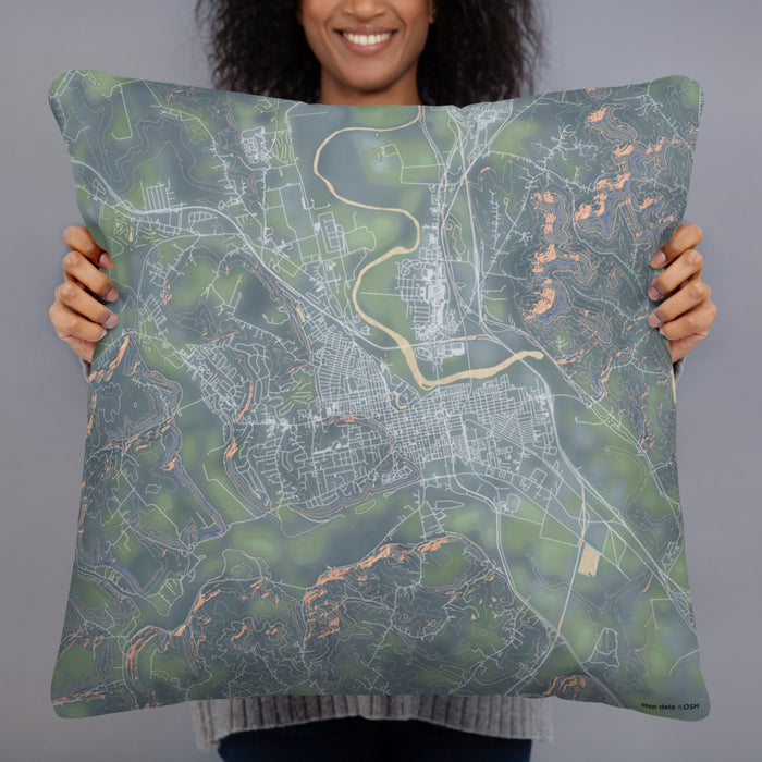 Person holding 22x22 Custom Chillicothe Ohio Map Throw Pillow in Afternoon