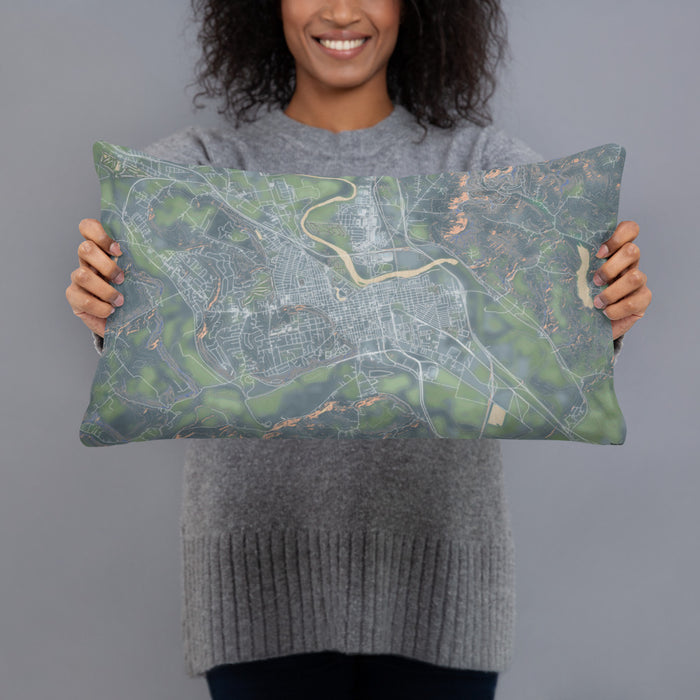 Person holding 20x12 Custom Chillicothe Ohio Map Throw Pillow in Afternoon