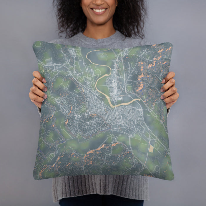 Person holding 18x18 Custom Chillicothe Ohio Map Throw Pillow in Afternoon