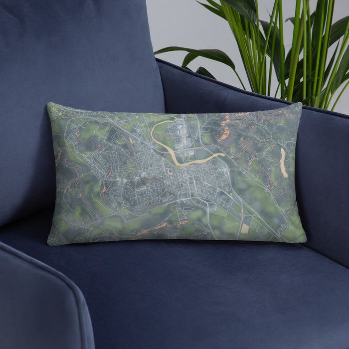 Custom Chillicothe Ohio Map Throw Pillow in Afternoon on Blue Colored Chair