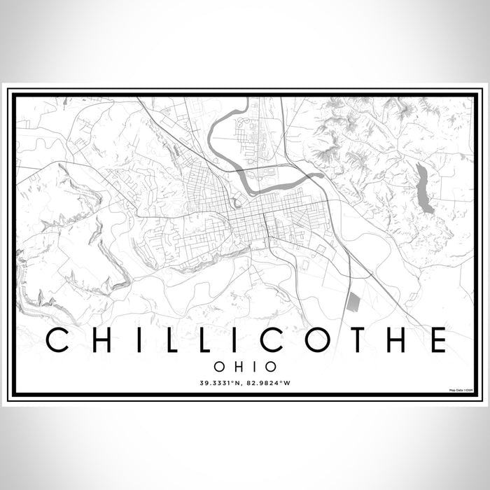 Chillicothe Ohio Map Print Landscape Orientation in Classic Style With Shaded Background