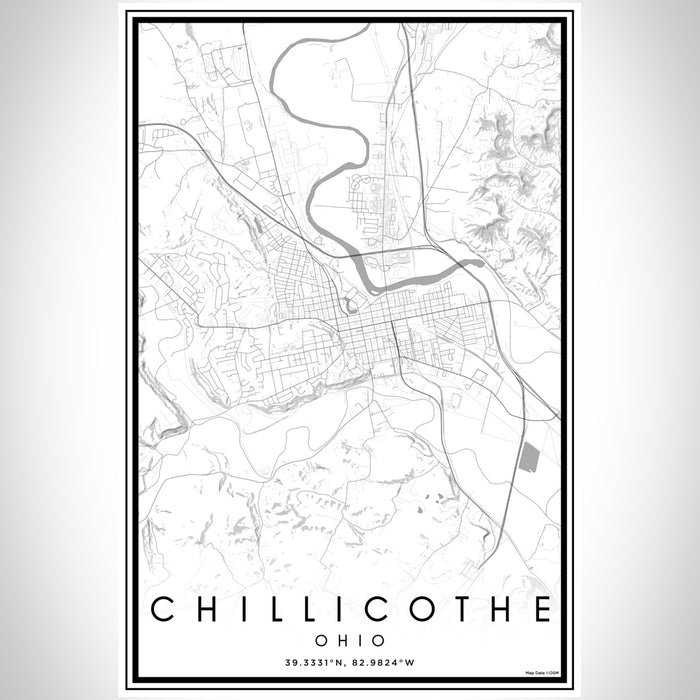 Chillicothe Ohio Map Print Portrait Orientation in Classic Style With Shaded Background