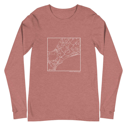 Chilmark Massachusetts  Map Unisex Long-Sleeve T-shirt with City inscription in Heather Mauve