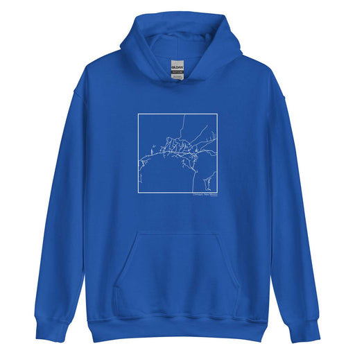 Chimayó New Mexico  Map Unisex Hoodie Sweater with City inscription in Royal Blue