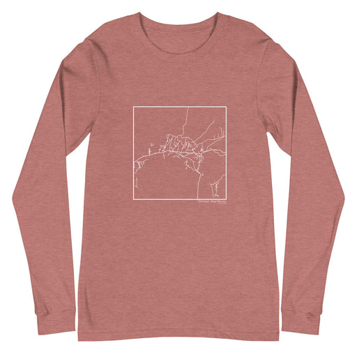 Chimayó New Mexico  Map Unisex Long-Sleeve T-shirt with City inscription in Heather Mauve