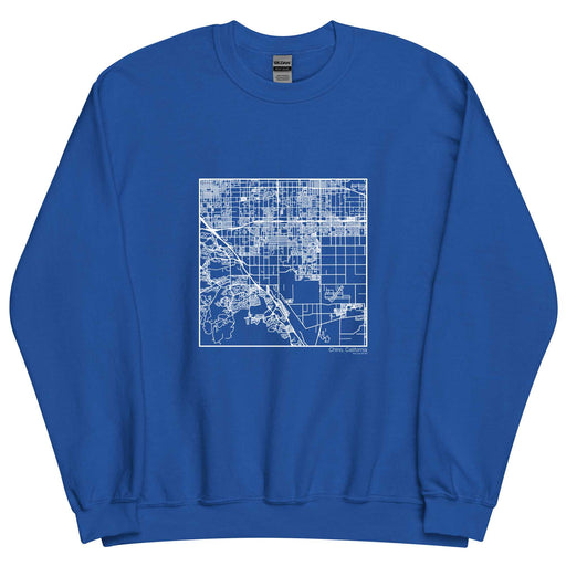 Chino California  Map Unisex Crewneck Sweater with City inscription in Royal Blue