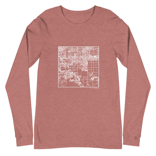 Chino California  Map Unisex Long-Sleeve T-shirt with City inscription in Heather Mauve